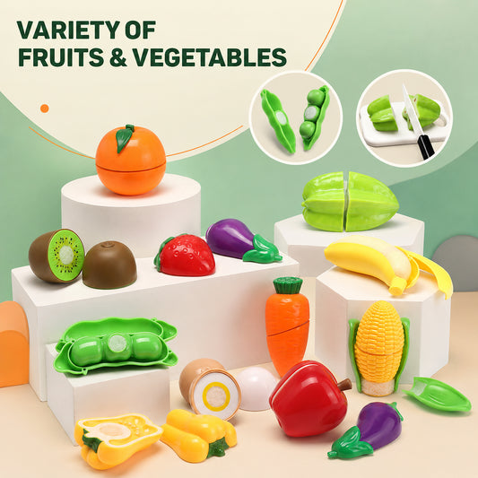 Kids Pretend Kitchen Set with Cookware and Play Food