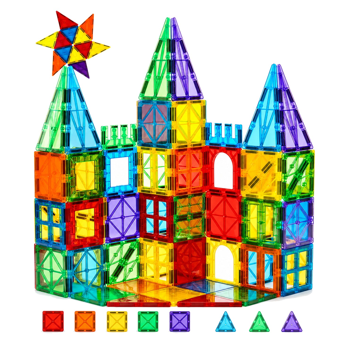 110-Piece Magnetic Building Tiles STEM Set