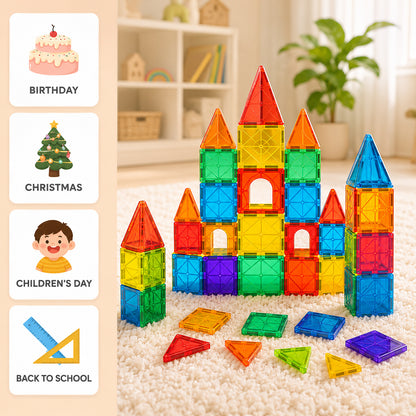 110-Piece Magnetic Building Tiles STEM Set