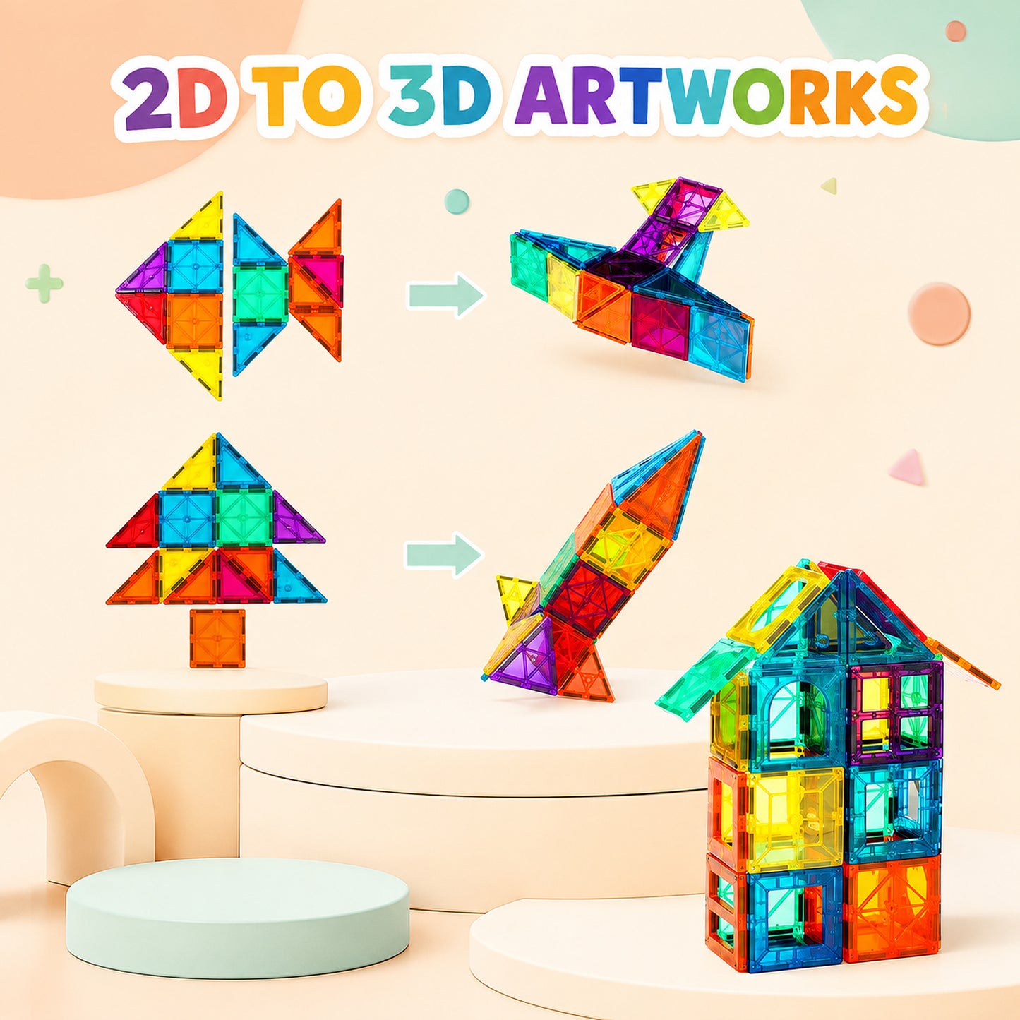 110-Piece Magnetic Building Tiles STEM Set