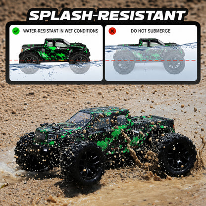 1:18 Scale 4WD RC Off-Road Truck with 2 Batteries, 2.4GHz Proportional Control, 36 KPH, Green and Black