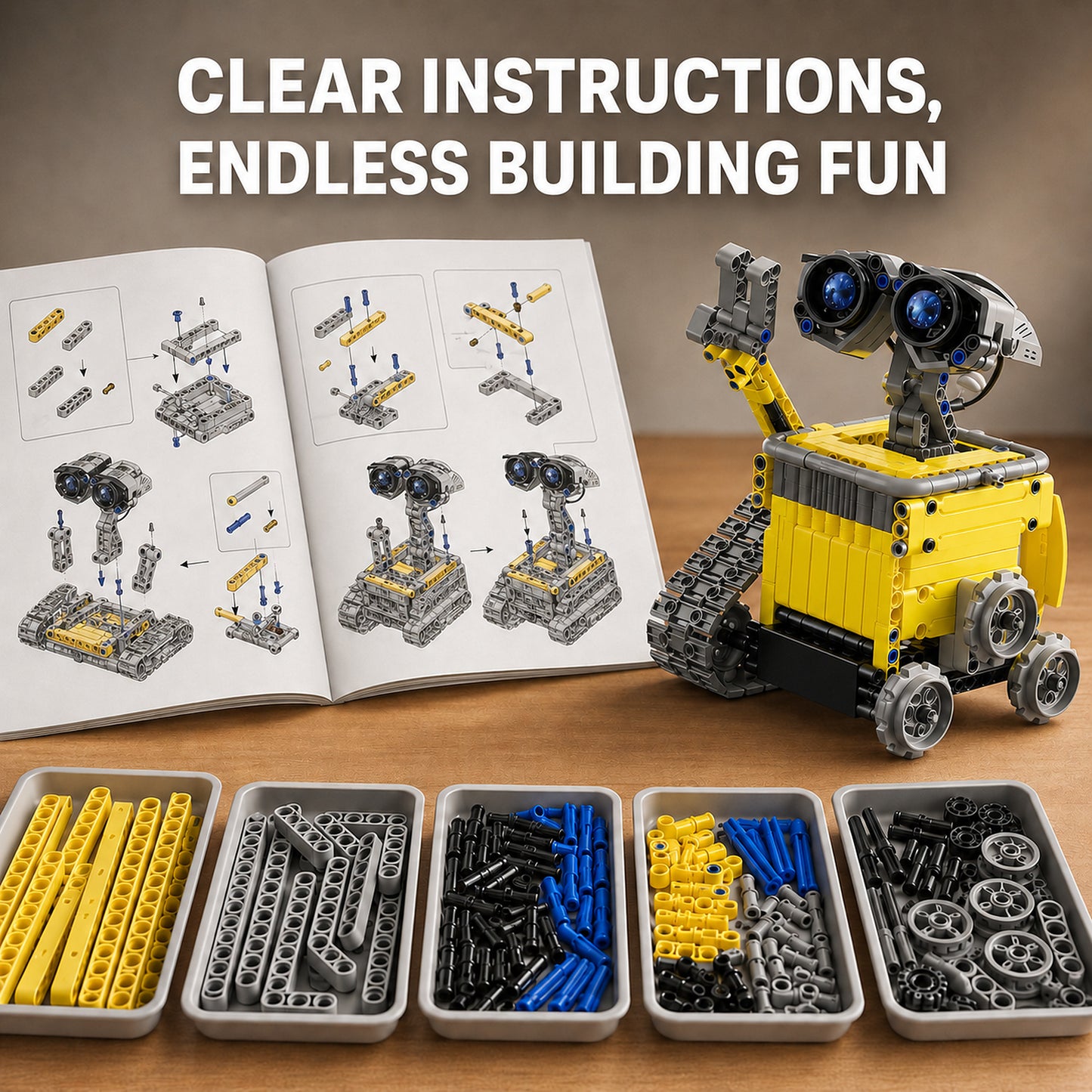 488-Piece 5-in-1 Programmable STEM Robot Kit